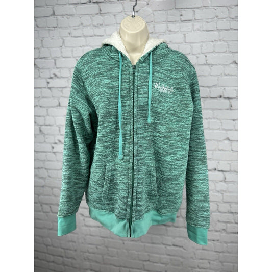 Salt Creek Green Long Sleeve Sherpa Lined Hooded Zip Up Jacket Coat Size XL