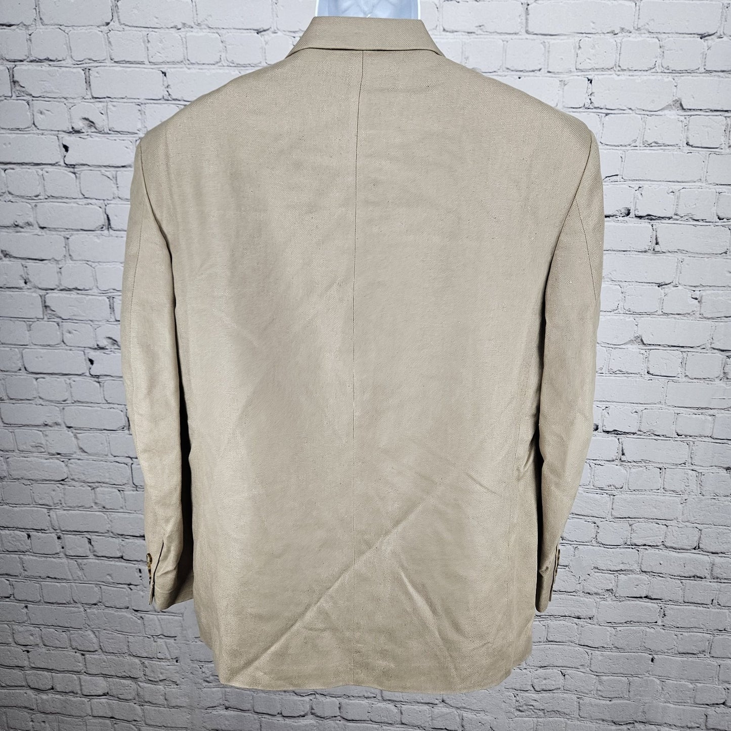 Oscar De La Renta Tan 100% Silk 2 Button Ventless Notch Blazer Sport Coat 40S