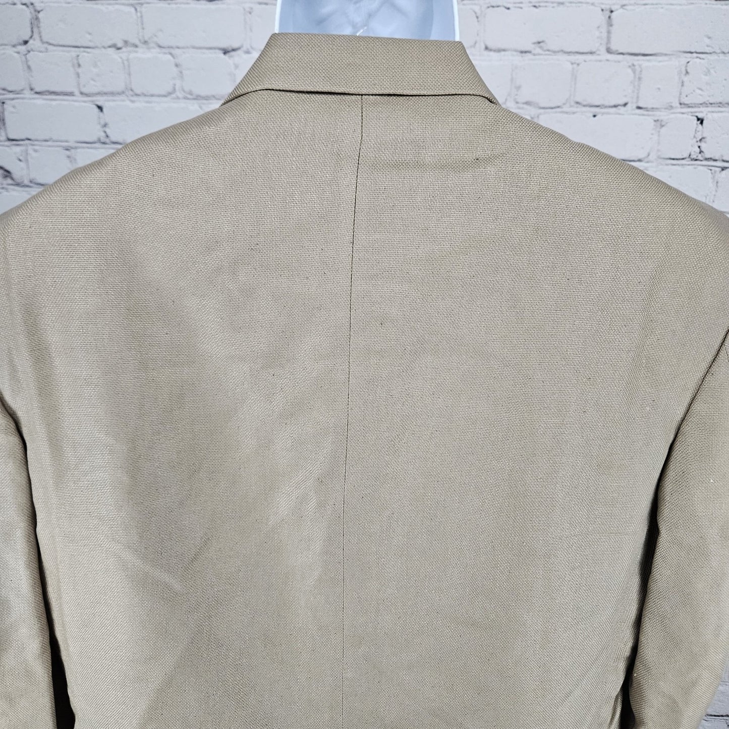 Oscar De La Renta Tan 100% Silk 2 Button Ventless Notch Blazer Sport Coat 40S