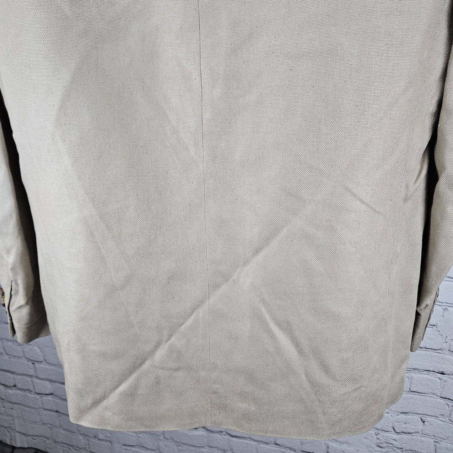 Oscar De La Renta Tan 100% Silk 2 Button Ventless Notch Blazer Sport Coat 40S