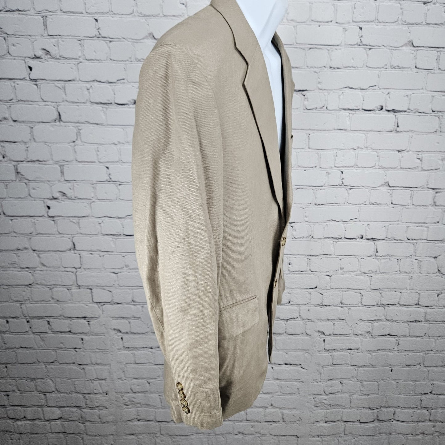 Oscar De La Renta Tan 100% Silk 2 Button Ventless Notch Blazer Sport Coat 40S