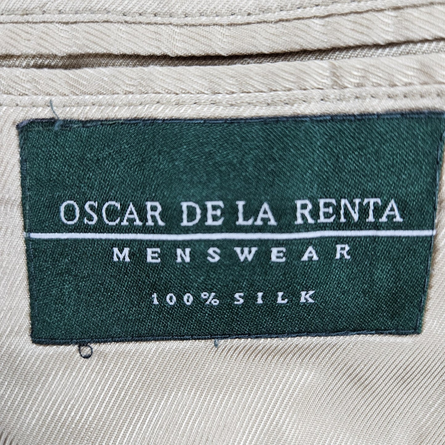 Oscar De La Renta Tan 100% Silk 2 Button Ventless Notch Blazer Sport Coat 40S