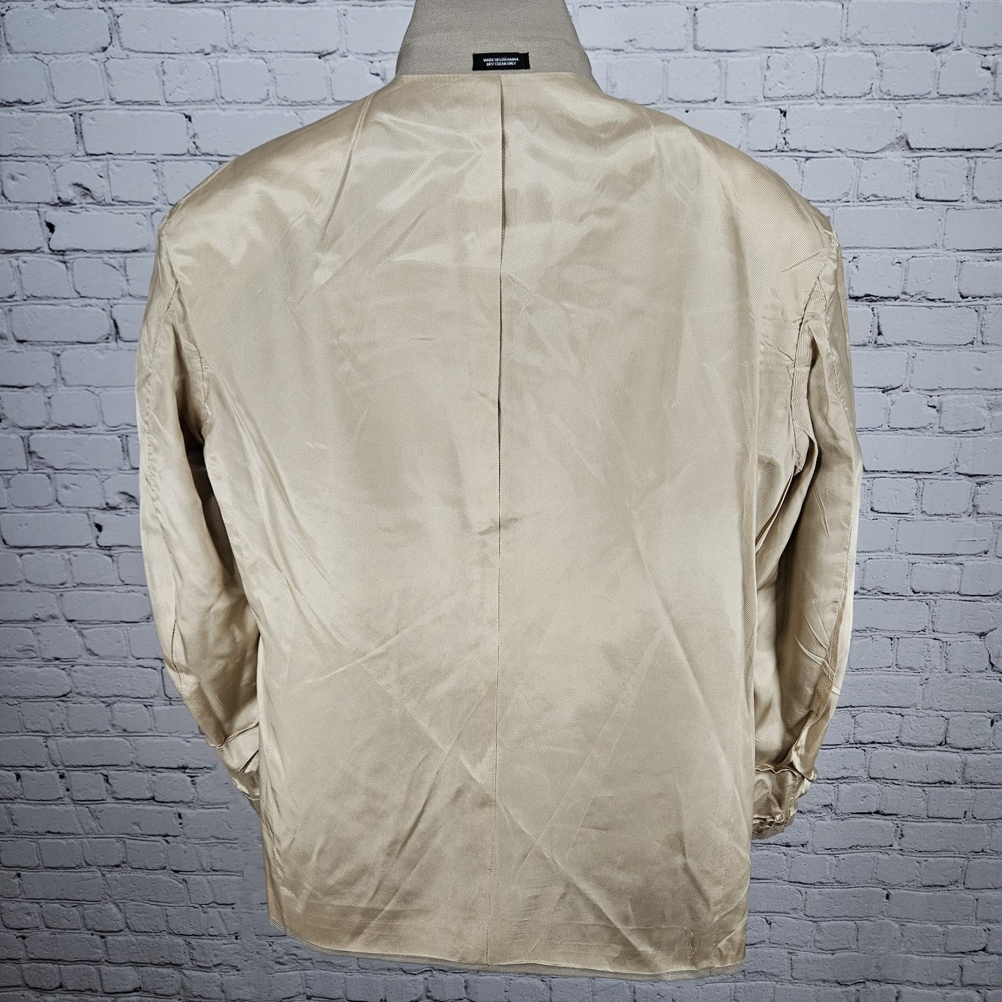 Oscar De La Renta Tan 100% Silk 2 Button Ventless Notch Blazer Sport Coat 40S