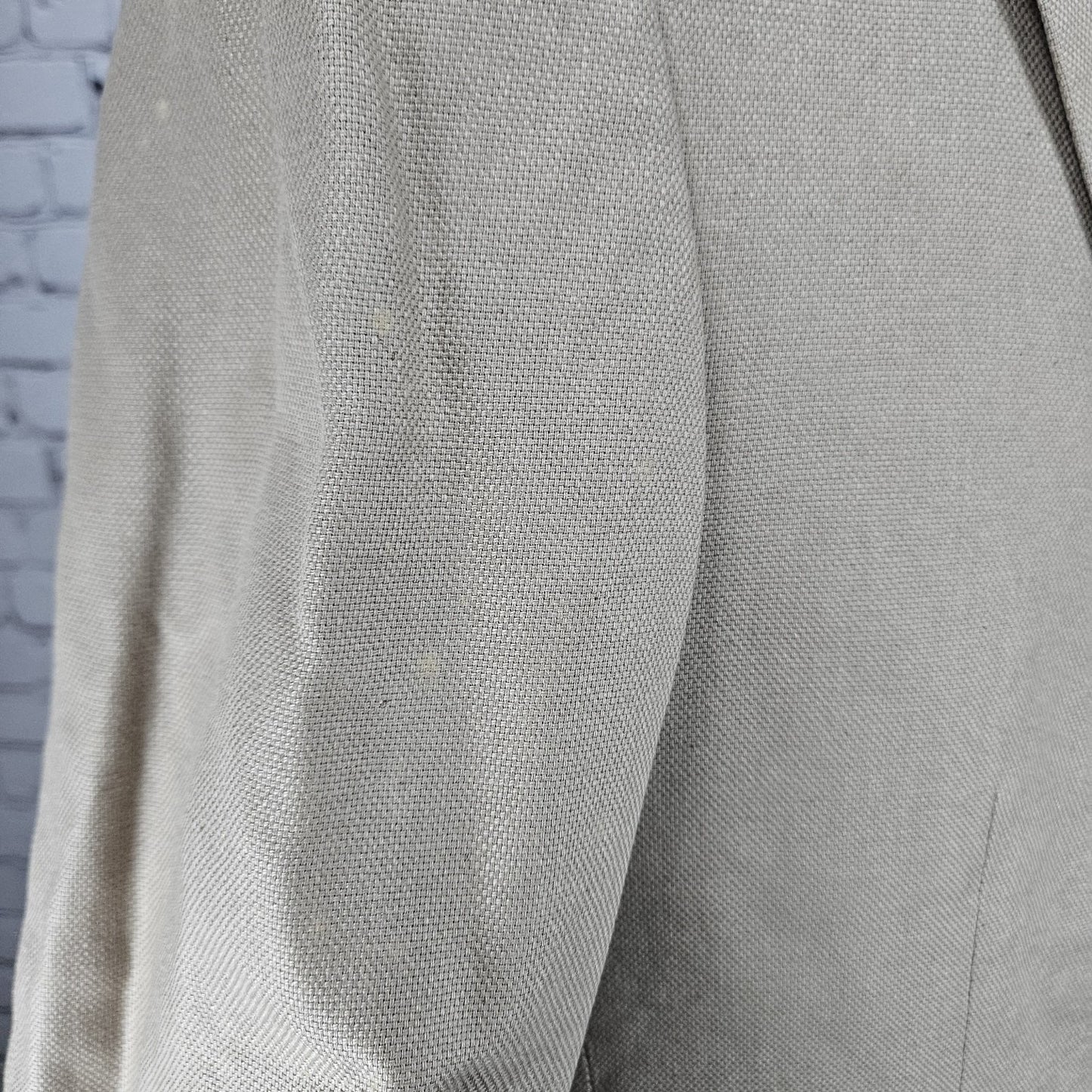 Oscar De La Renta Tan 100% Silk 2 Button Ventless Notch Blazer Sport Coat 40S