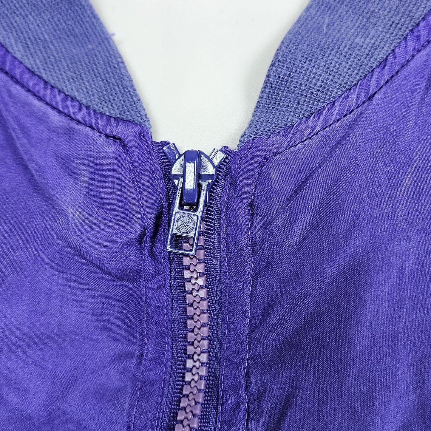 VTG Jessica Roberts Purple 100% Silk Full Zip Lined Windbreaker Bomber Jacket L