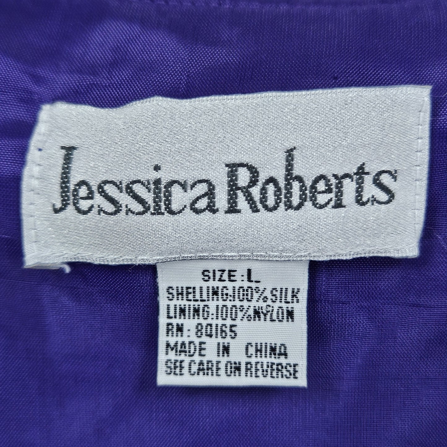VTG Jessica Roberts Purple 100% Silk Full Zip Lined Windbreaker Bomber Jacket L