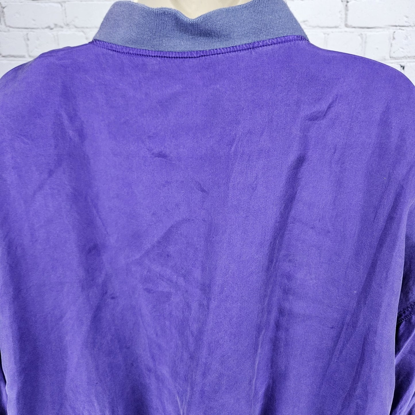 VTG Jessica Roberts Purple 100% Silk Full Zip Lined Windbreaker Bomber Jacket L