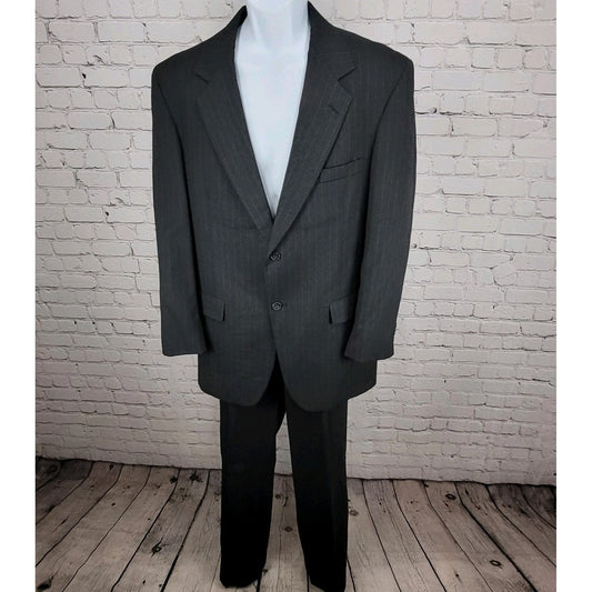 Botany 500 Couture Grey Pinstriped Full 2 Piece Suit USA Jacket 42L Pants 33x32