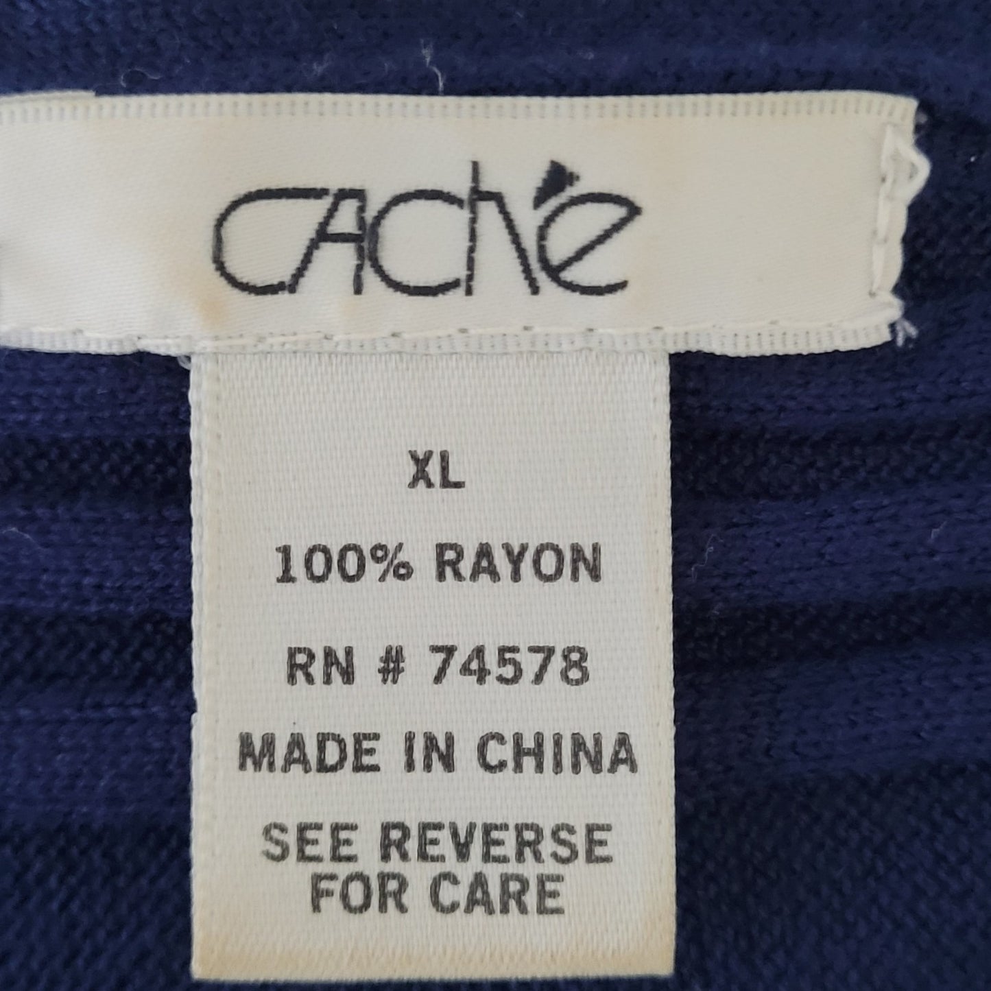Cache Navy Blue Knit Open Layering Sleeveless Tassel Duster Cardigan Size XL