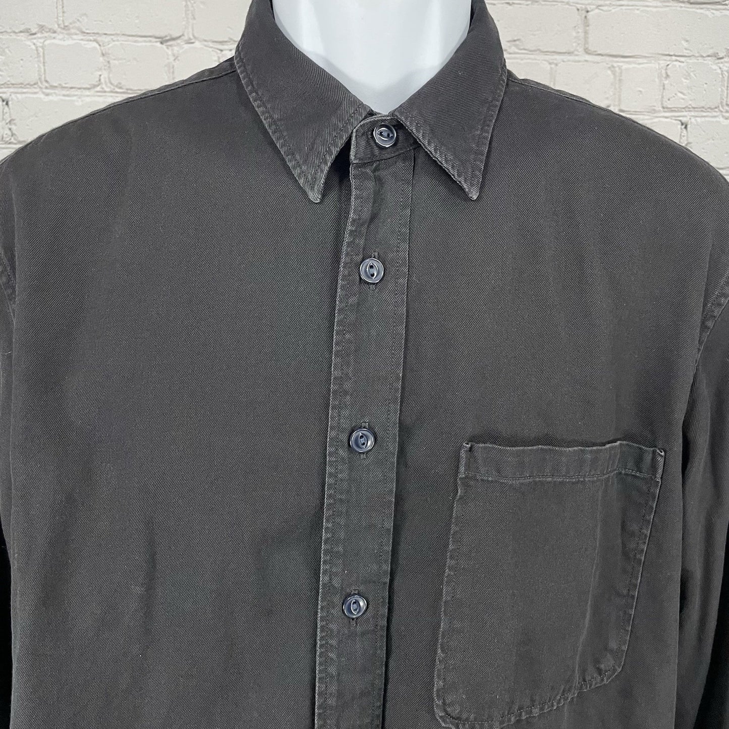 C.O.F. Studio Black Rinsed New Standard Cotton Long Sleeve Button Shirt Italy L