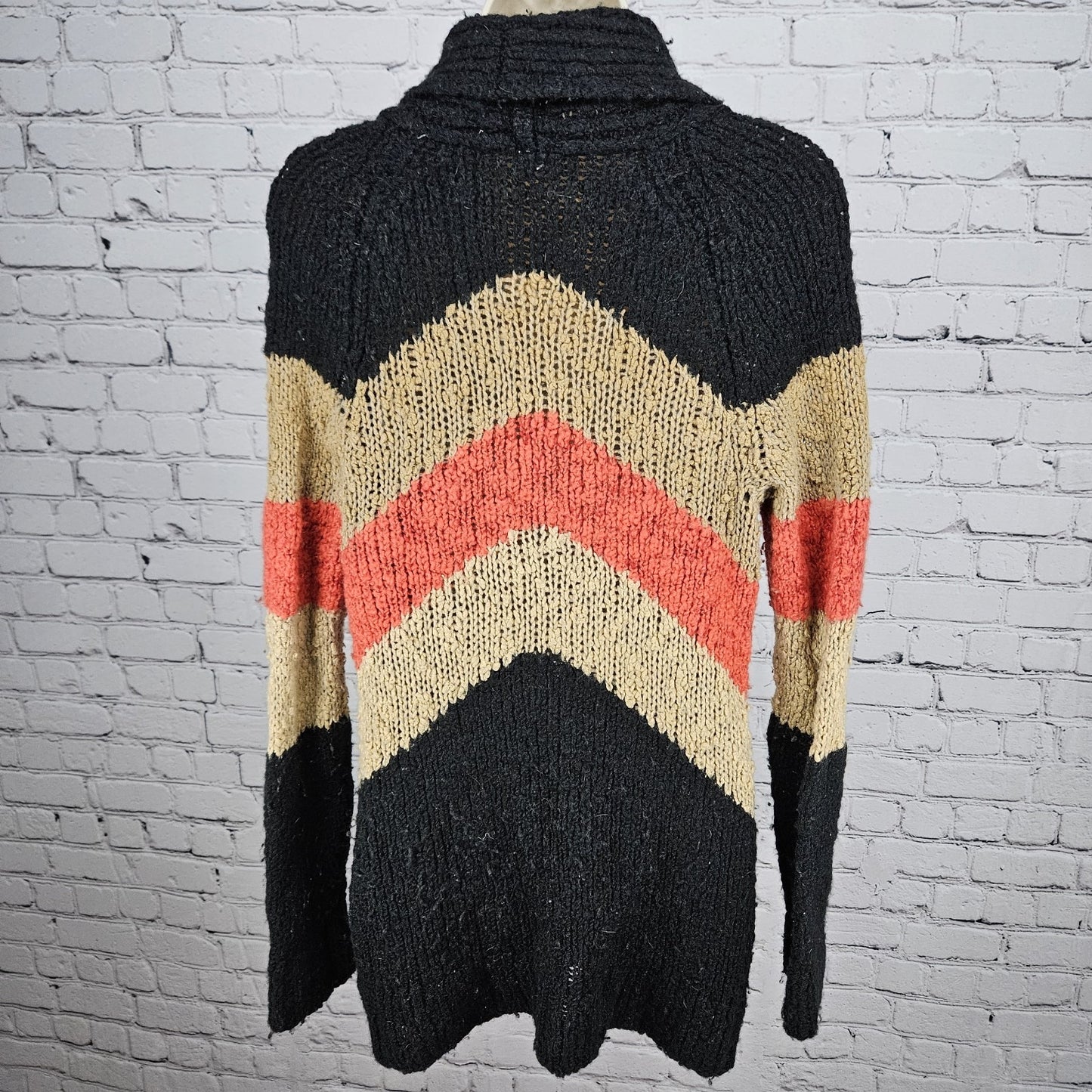 Free People Multicolor Wool Blend Shawl Collar Chunky Knit Cardigan Sweater S