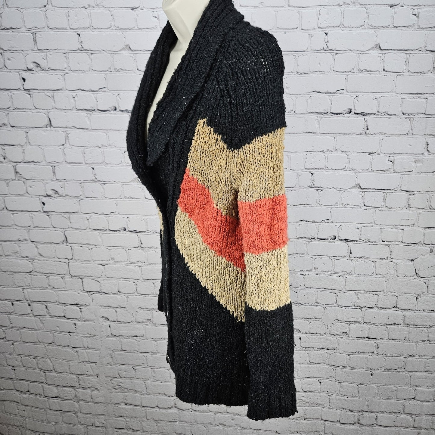 Free People Multicolor Wool Blend Shawl Collar Chunky Knit Cardigan Sweater S