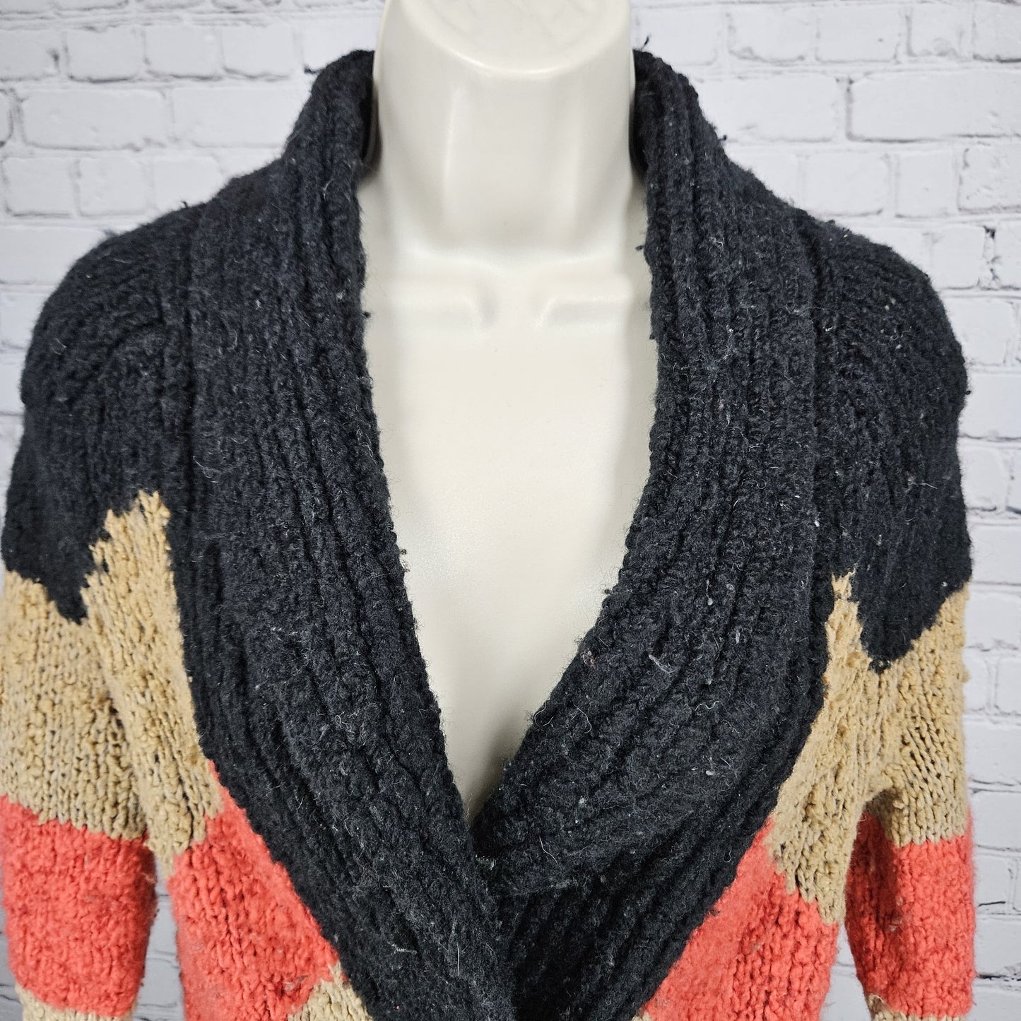 Free People Multicolor Wool Blend Shawl Collar Chunky Knit Cardigan Sweater S