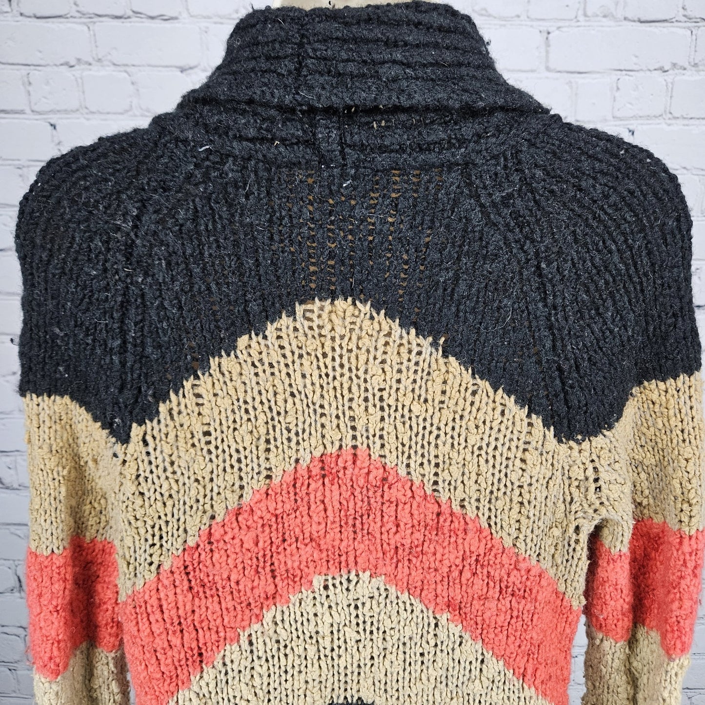 Free People Multicolor Wool Blend Shawl Collar Chunky Knit Cardigan Sweater S