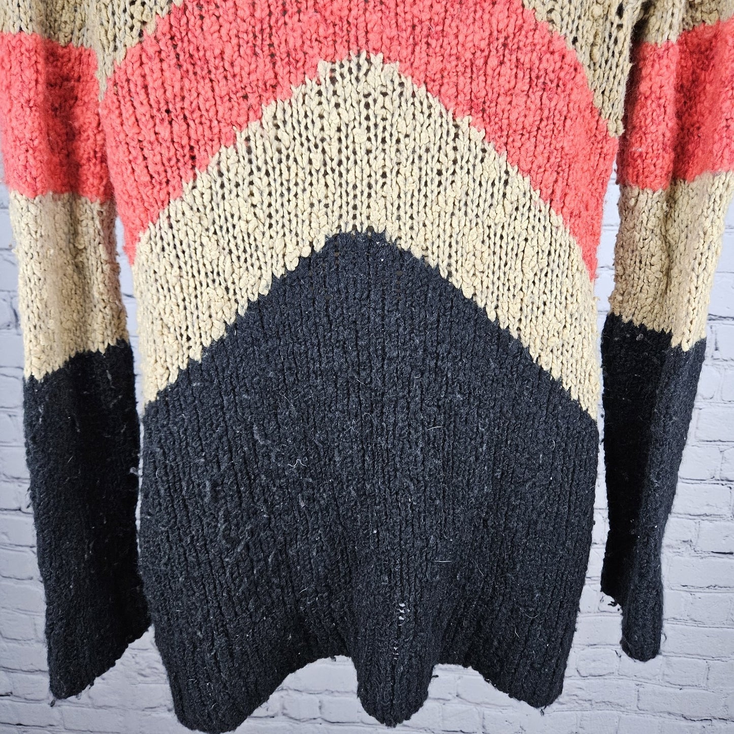 Free People Multicolor Wool Blend Shawl Collar Chunky Knit Cardigan Sweater S