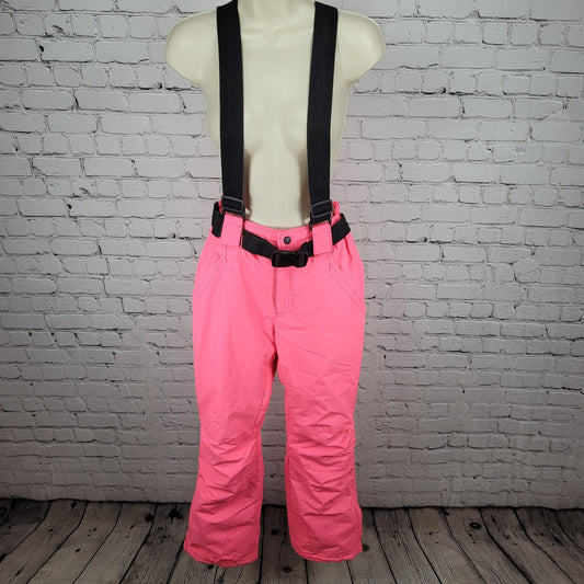 Mutu Snow Neon Pink Belted Adjustable Snow Ski Pants Bib Youth Size Medium M