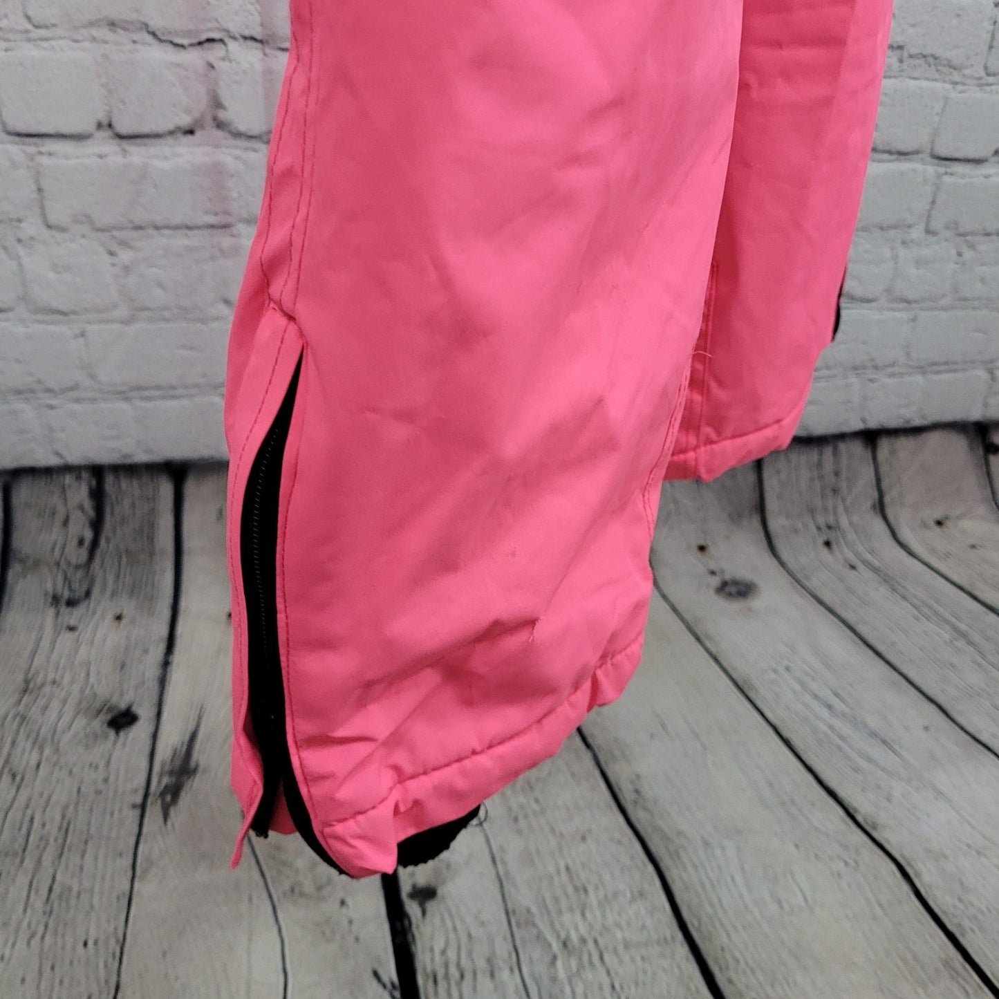 Mutu Snow Neon Pink Belted Adjustable Snow Ski Pants Bib Youth Size Medium M