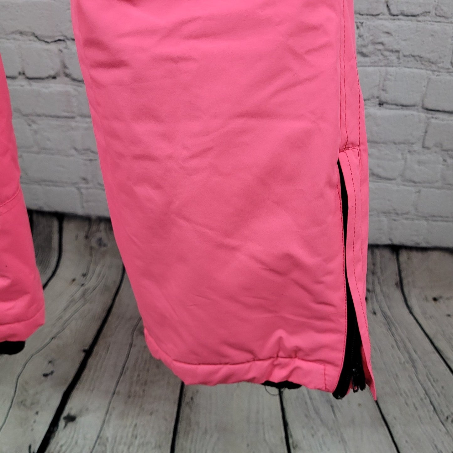 Mutu Snow Neon Pink Belted Adjustable Snow Ski Pants Bib Youth Size Medium M