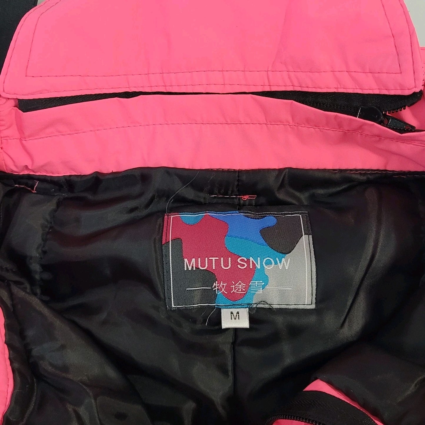 Mutu Snow Neon Pink Belted Adjustable Snow Ski Pants Bib Youth Size Medium M