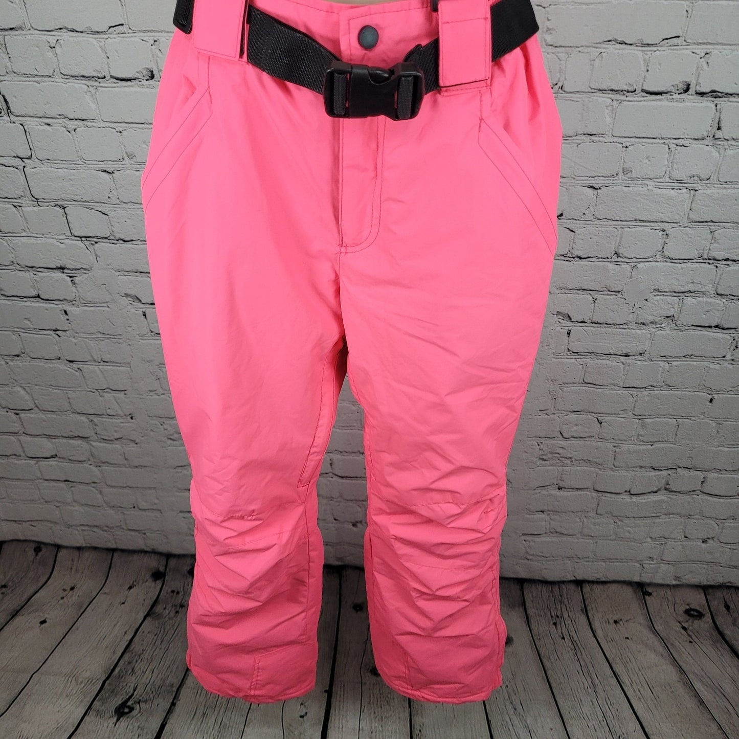 Mutu Snow Neon Pink Belted Adjustable Snow Ski Pants Bib Youth Size Medium M