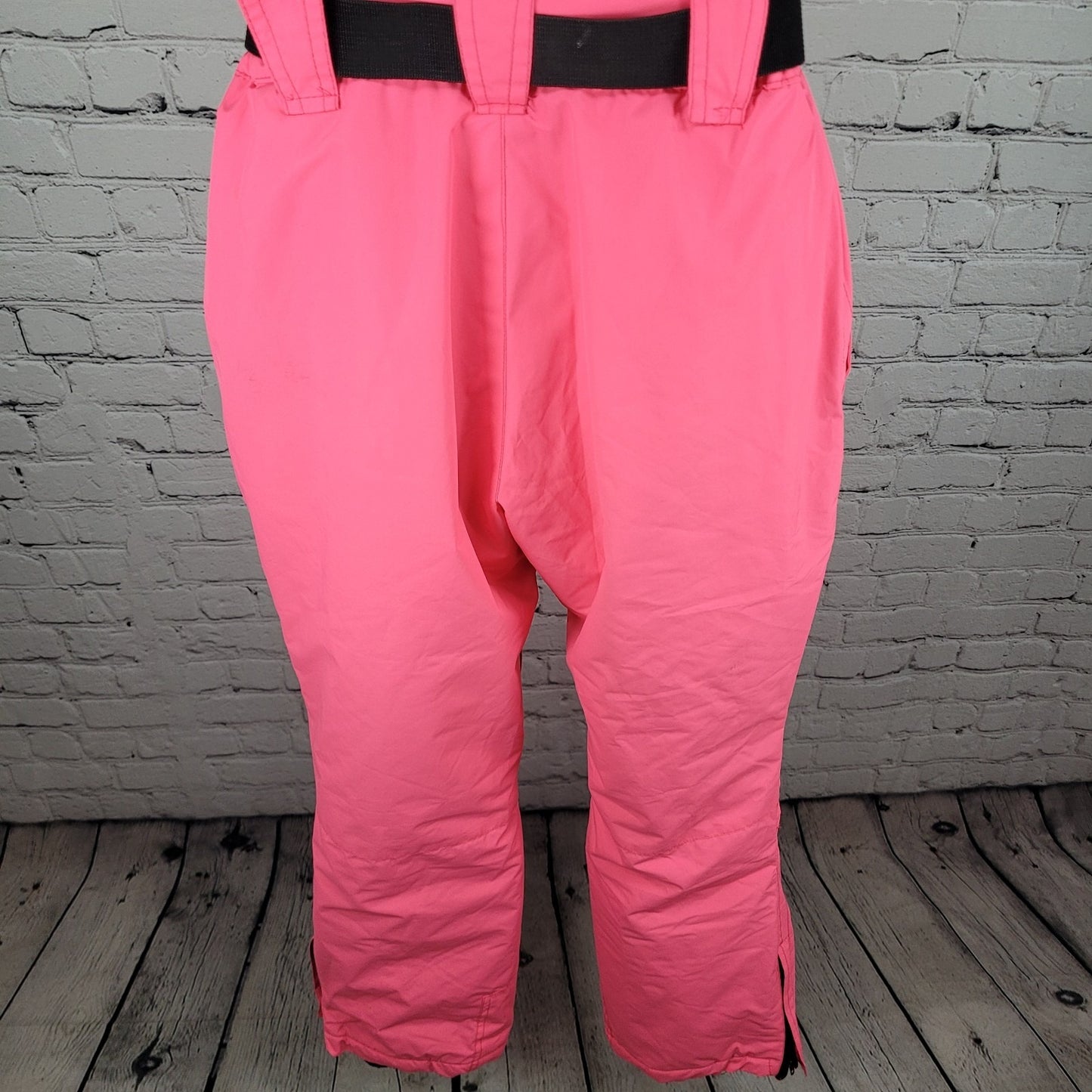 Mutu Snow Neon Pink Belted Adjustable Snow Ski Pants Bib Youth Size Medium M