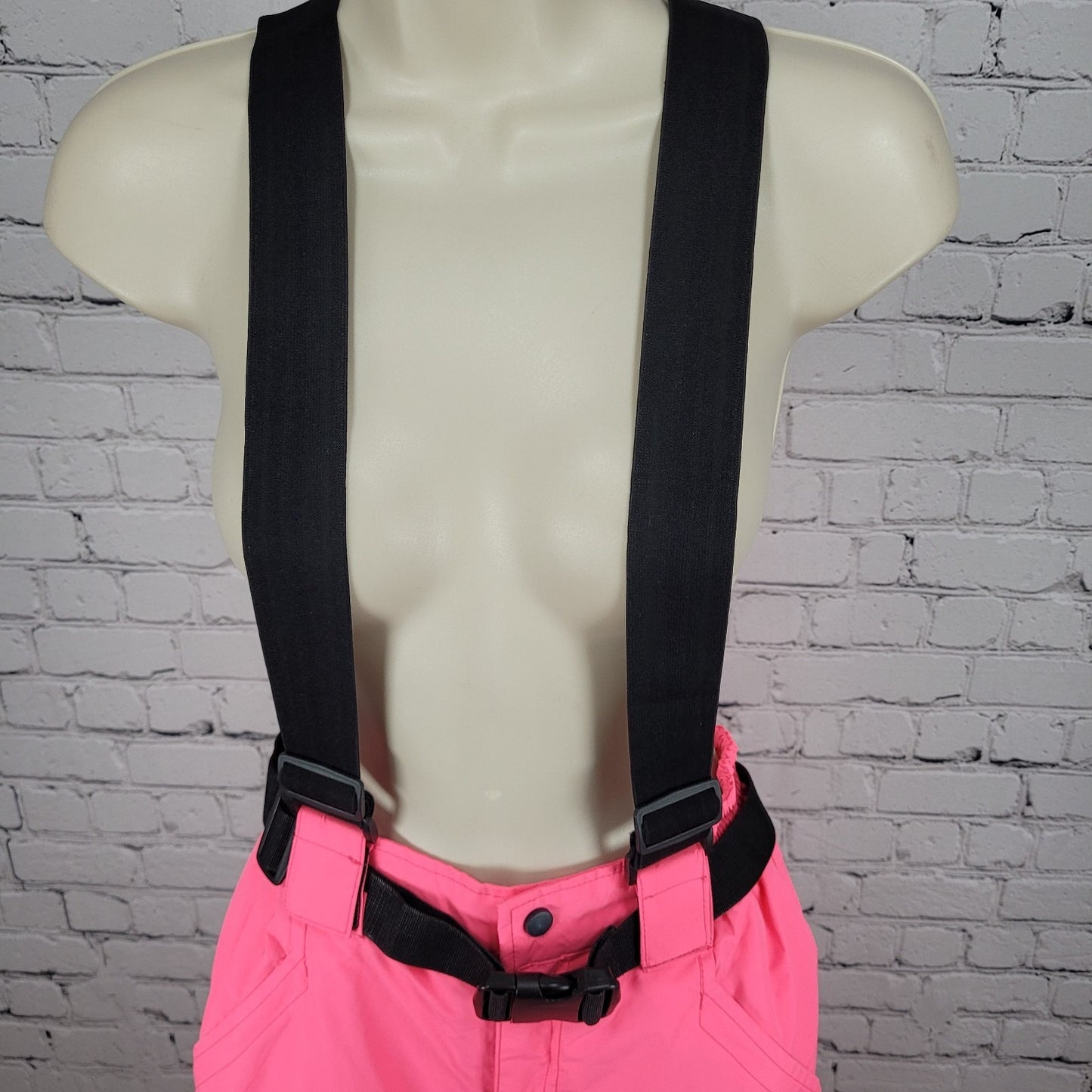 Mutu Snow Neon Pink Belted Adjustable Snow Ski Pants Bib Youth Size Medium M