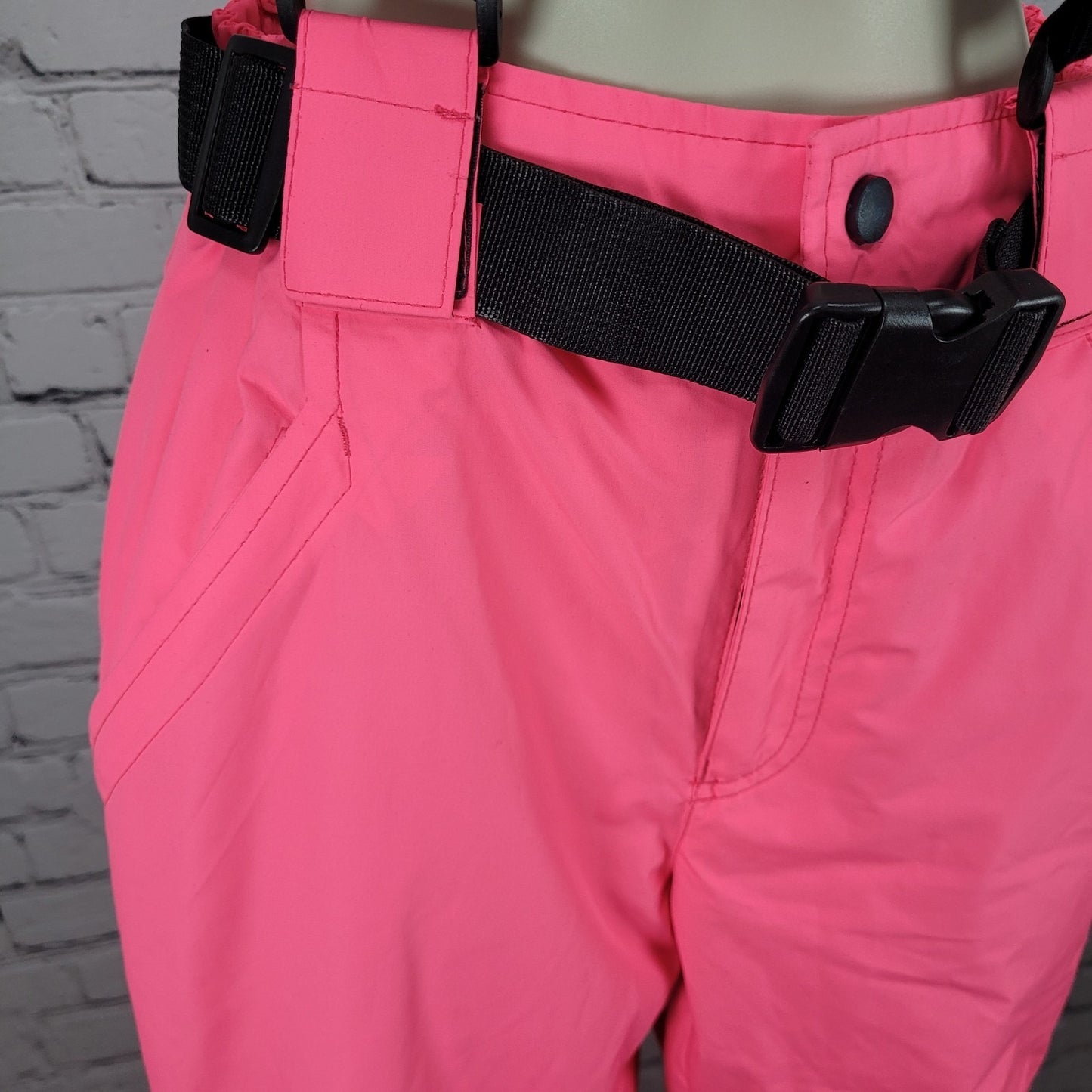 Mutu Snow Neon Pink Belted Adjustable Snow Ski Pants Bib Youth Size Medium M