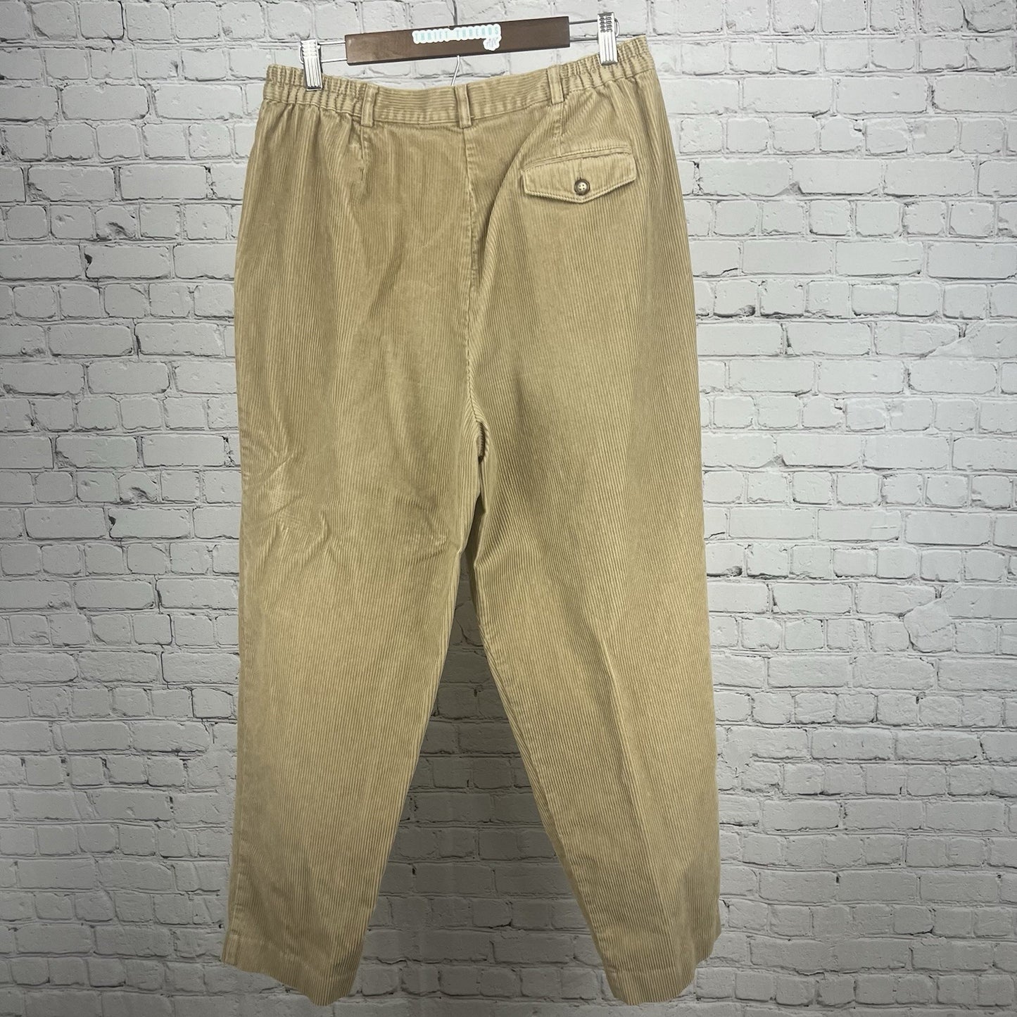 VTG David Brooks Talbots Tan Cotton Corduroy High-Rise Pleated Tapered Pants 16