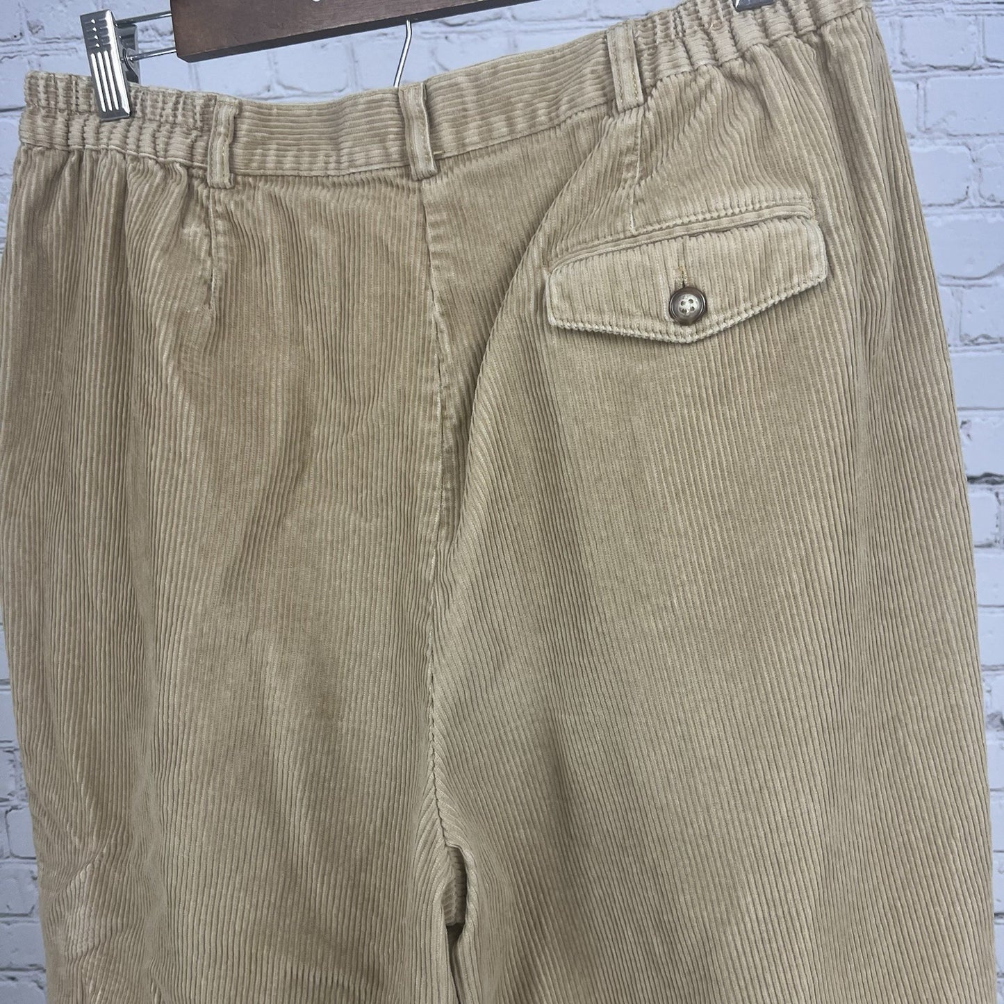 VTG David Brooks Talbots Tan Cotton Corduroy High-Rise Pleated Tapered Pants 16