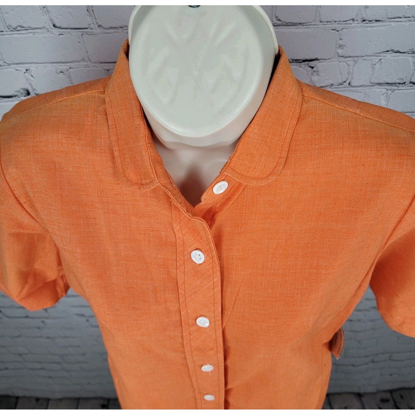NWT VTG Honey B Orange Kettlecloth Fortrel Button Up Unlined Shirt Dress Size 10