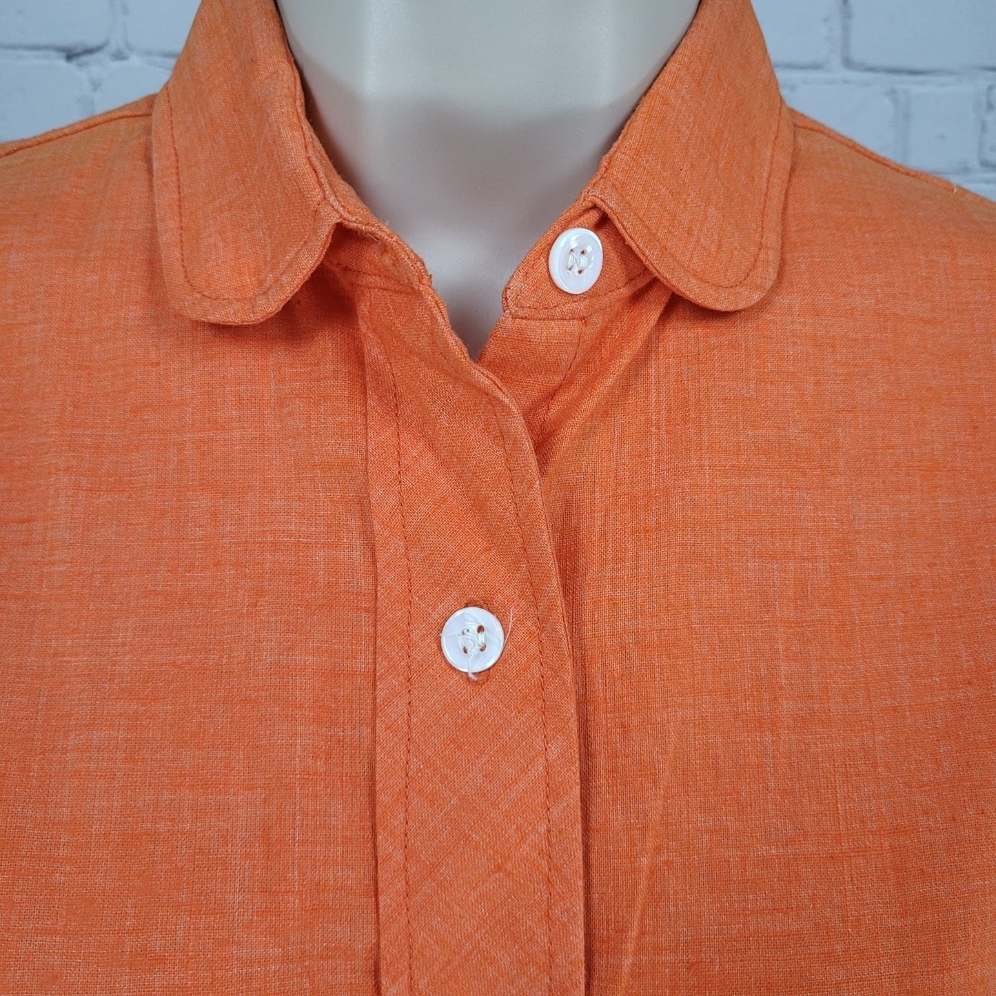 NWT VTG Honey B Orange Kettlecloth Fortrel Button Up Unlined Shirt Dress Size 10