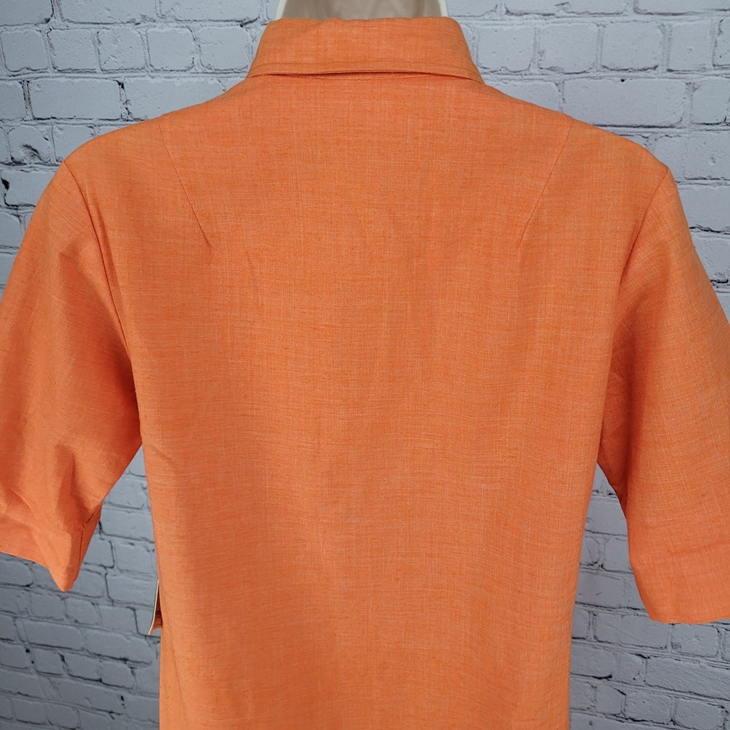 NWT VTG Honey B Orange Kettlecloth Fortrel Button Up Unlined Shirt Dress Size 10