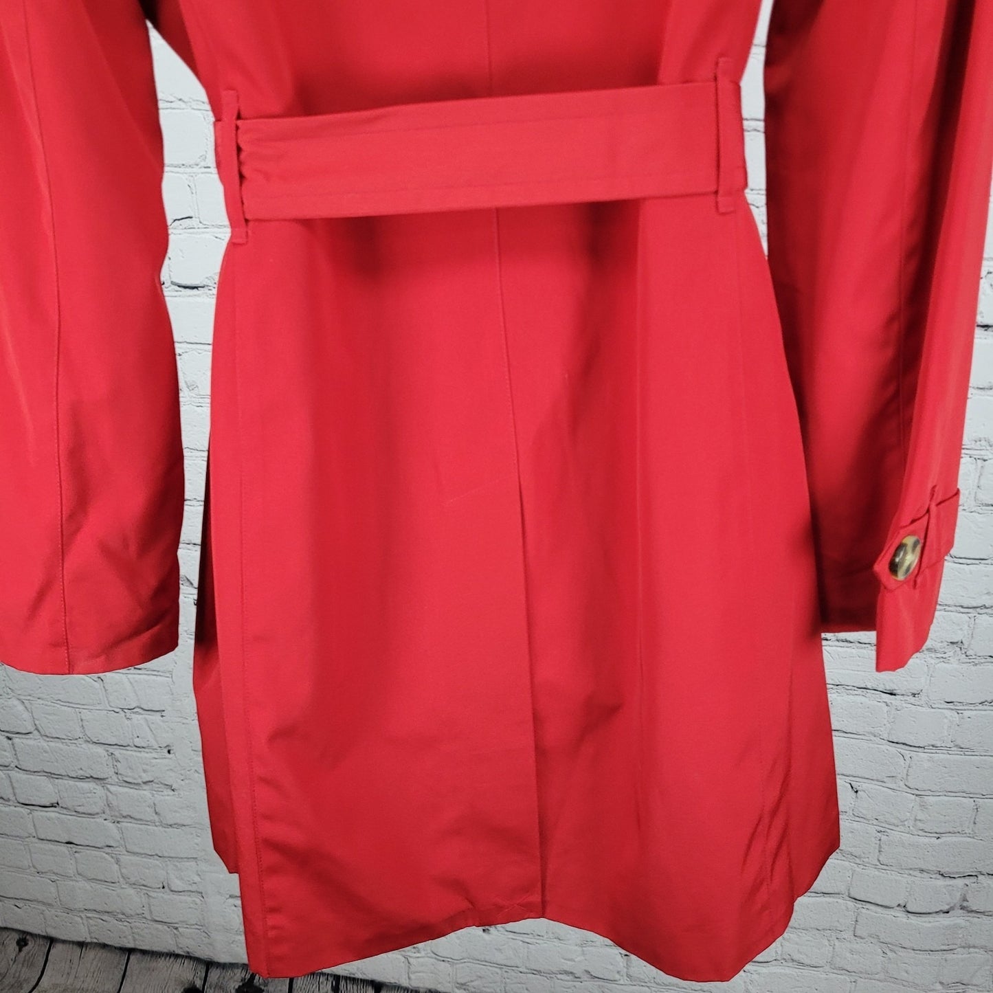 London Fog Red Double Breasted Buttoned Belted Lightweight Rain Coat Small S