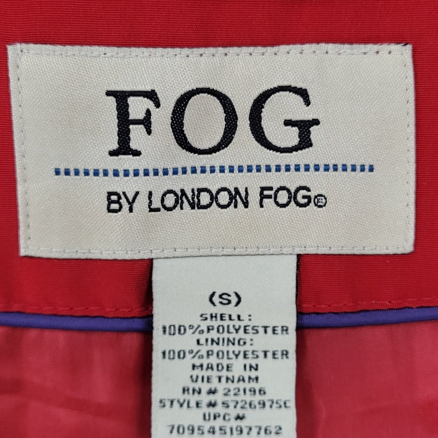 London Fog Red Double Breasted Buttoned Belted Lightweight Rain Coat Small S