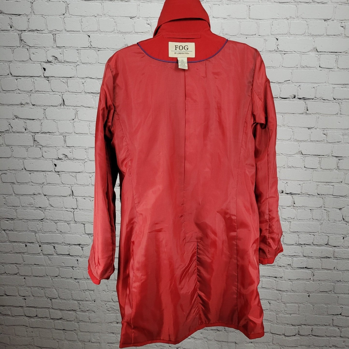 London Fog Red Double Breasted Buttoned Belted Lightweight Rain Coat Small S