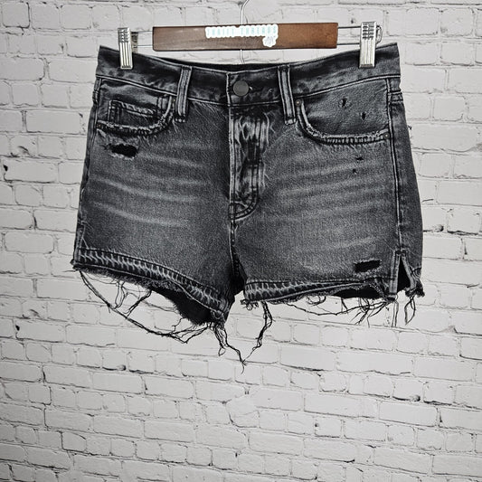 Hudson Washed Stone Grey Lori Distressed Denim Hi-Rise Jean Shorts 27 (27x2.5)