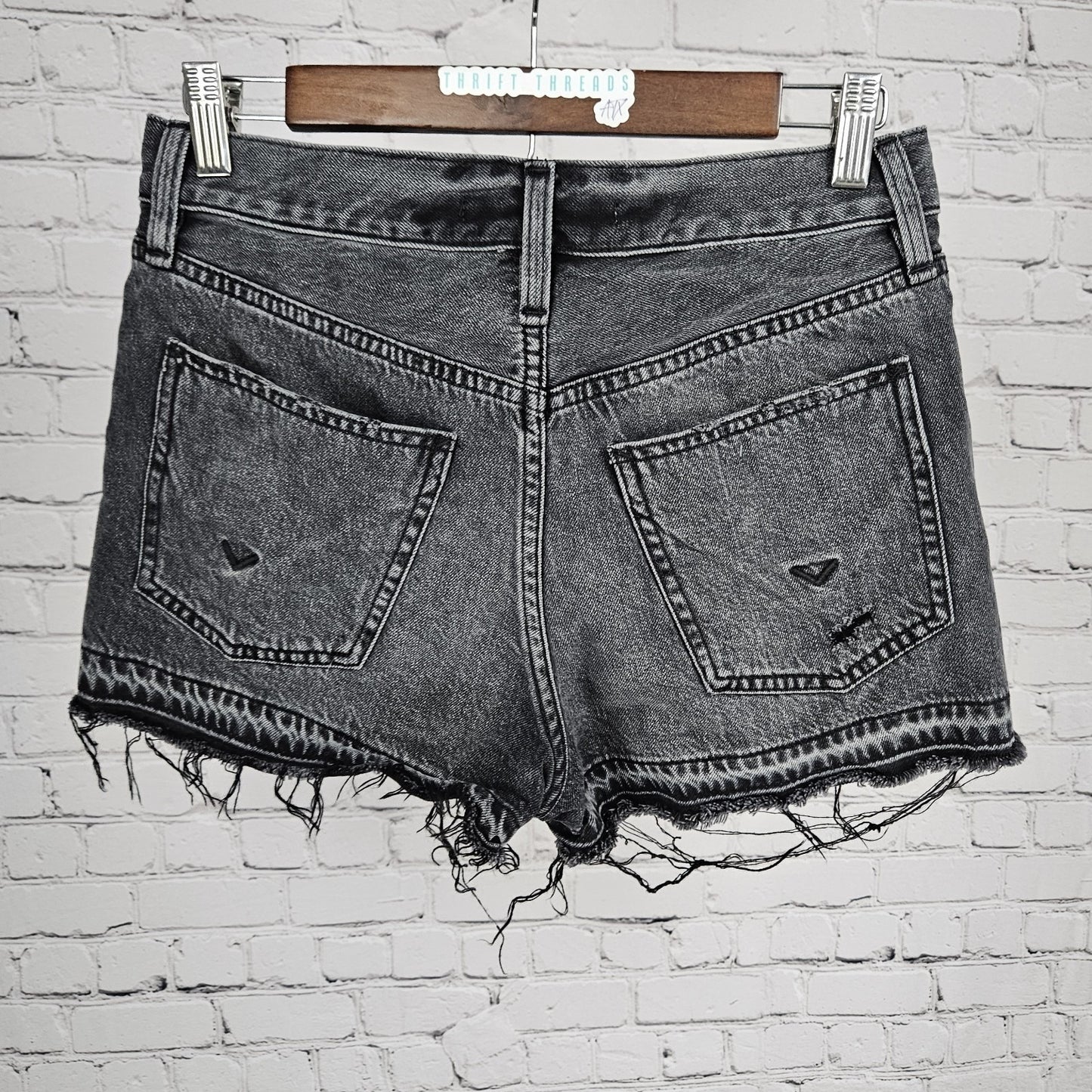 Hudson Washed Stone Grey Lori Distressed Denim Hi-Rise Jean Shorts 27 (27x2.5)