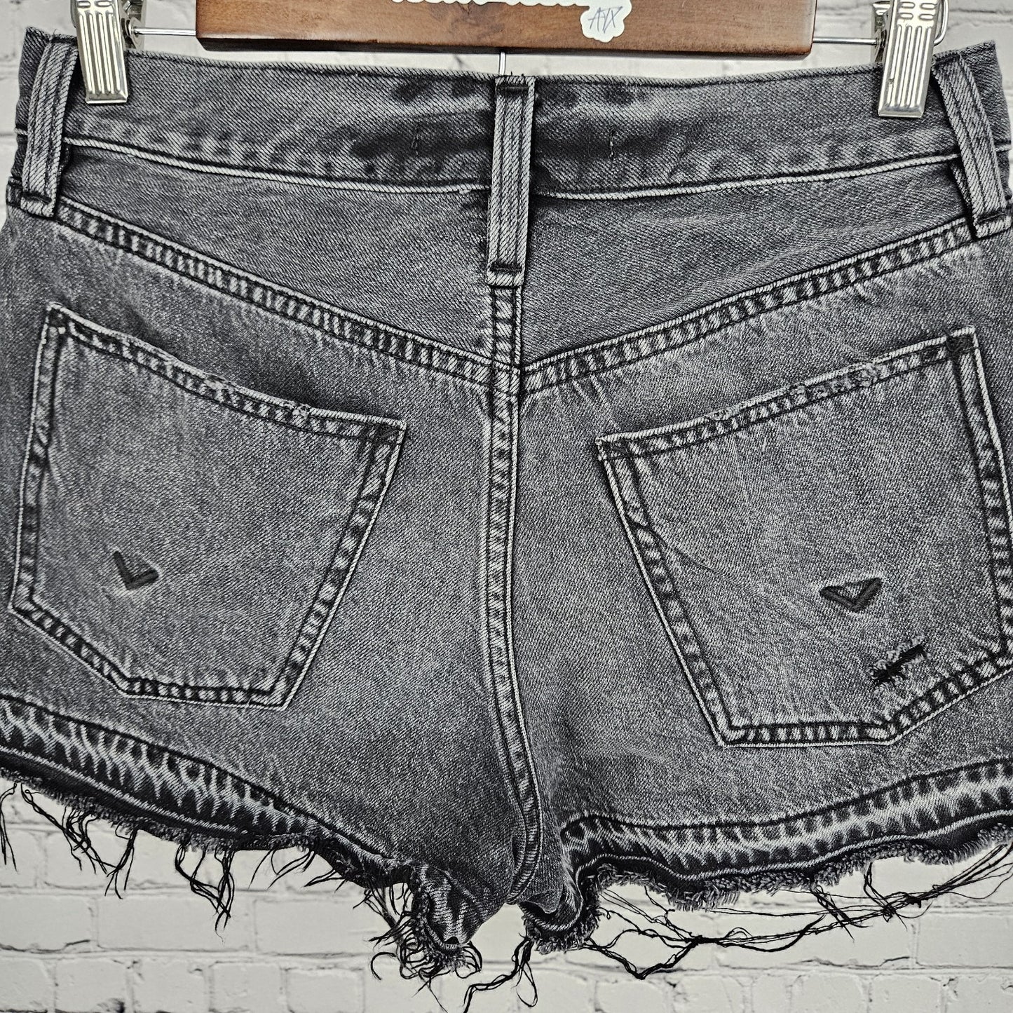 Hudson Washed Stone Grey Lori Distressed Denim Hi-Rise Jean Shorts 27 (27x2.5)