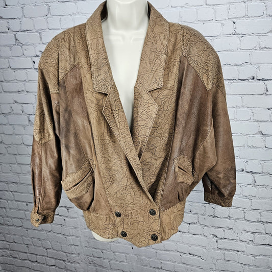 Global Identity G-III Brown Genuine Leather Dolman Sleeve Relaxed Jacket Small S