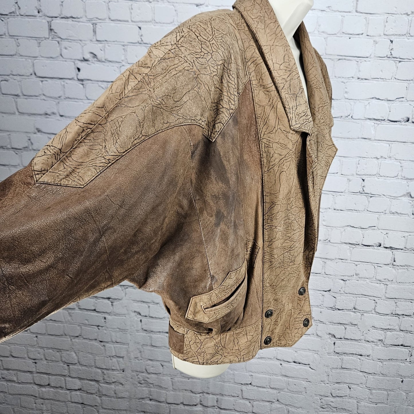 Global Identity G-III Brown Genuine Leather Dolman Sleeve Relaxed Jacket Small S