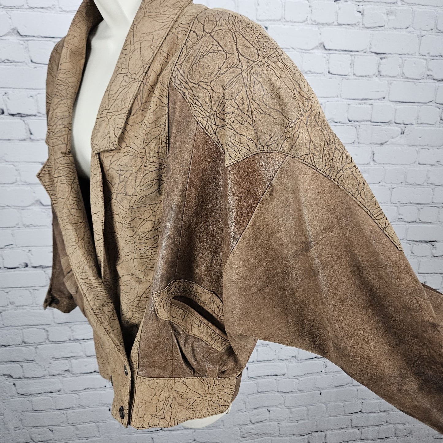 Global Identity G-III Brown Genuine Leather Dolman Sleeve Relaxed Jacket Small S