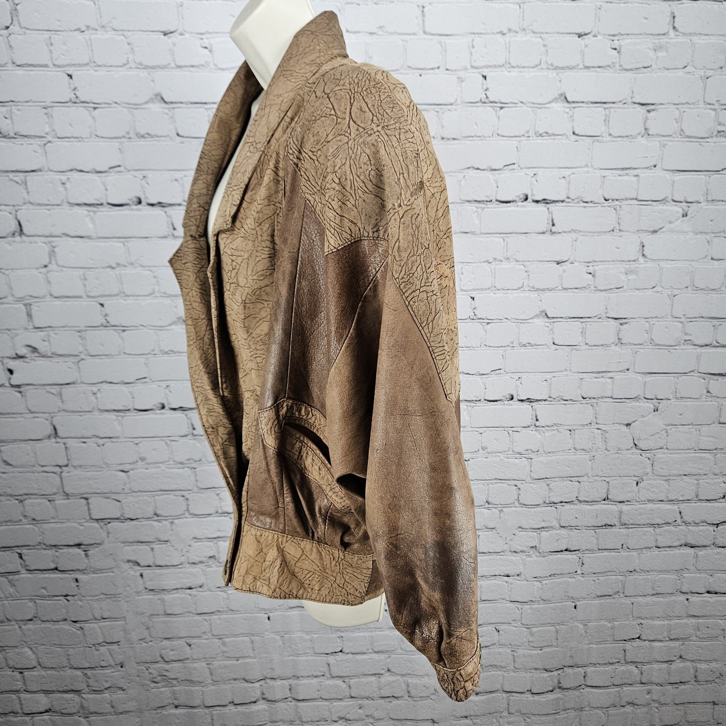 Global Identity G-III Brown Genuine Leather Dolman Sleeve Relaxed Jacket Small S