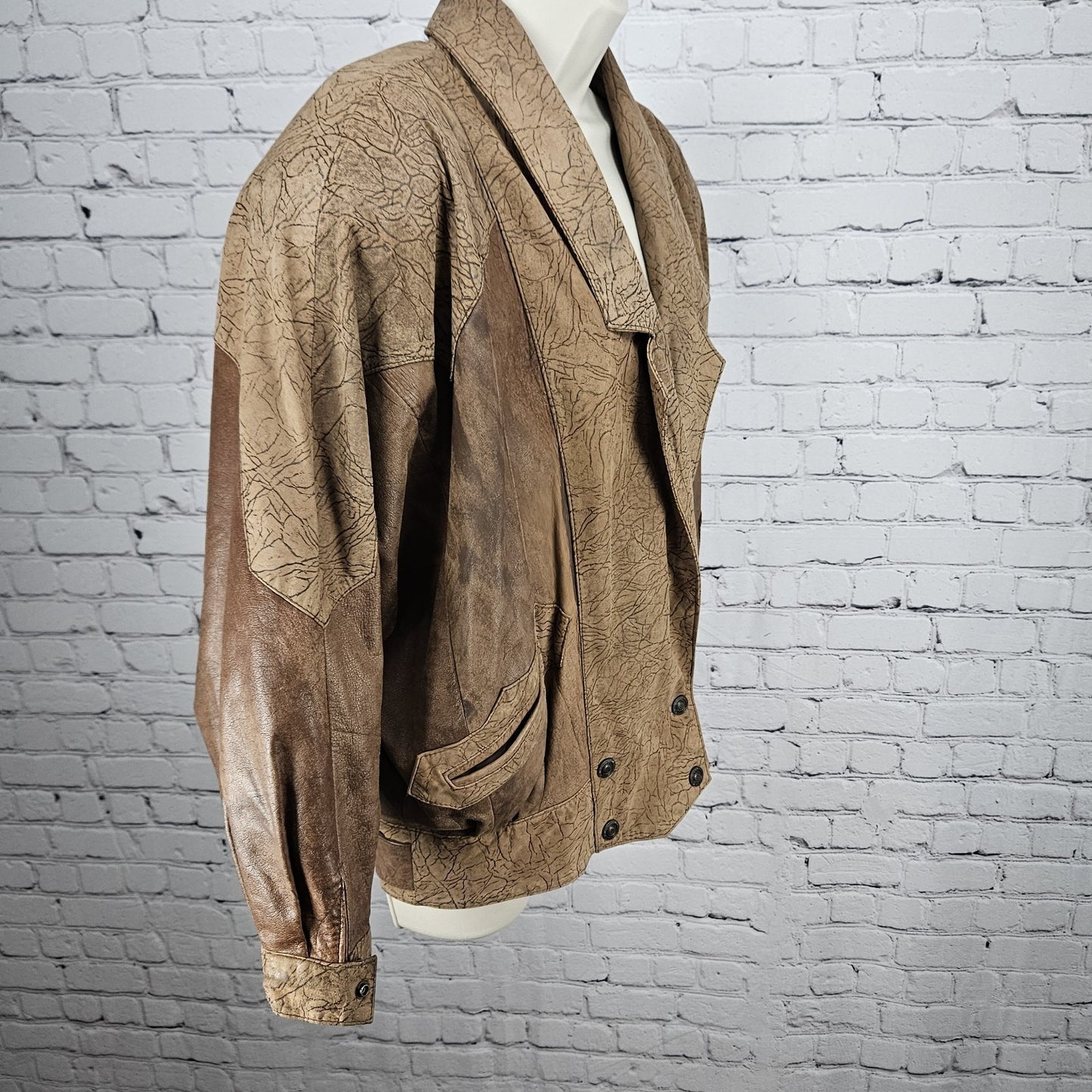 Global Identity G-III Brown Genuine Leather Dolman Sleeve Relaxed Jacket Small S