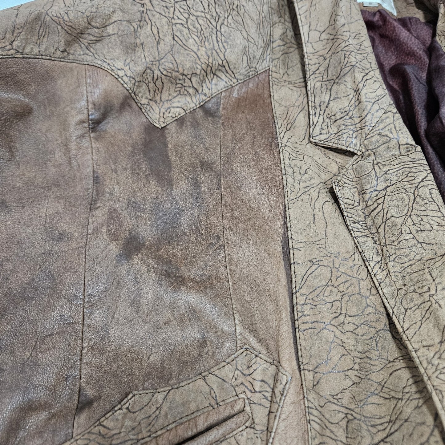 Global Identity G-III Brown Genuine Leather Dolman Sleeve Relaxed Jacket Small S
