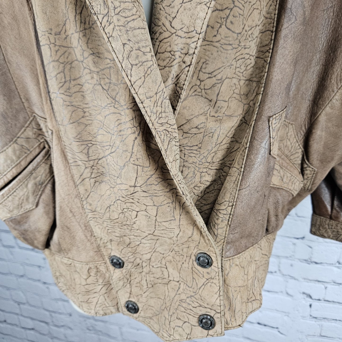Global Identity G-III Brown Genuine Leather Dolman Sleeve Relaxed Jacket Small S