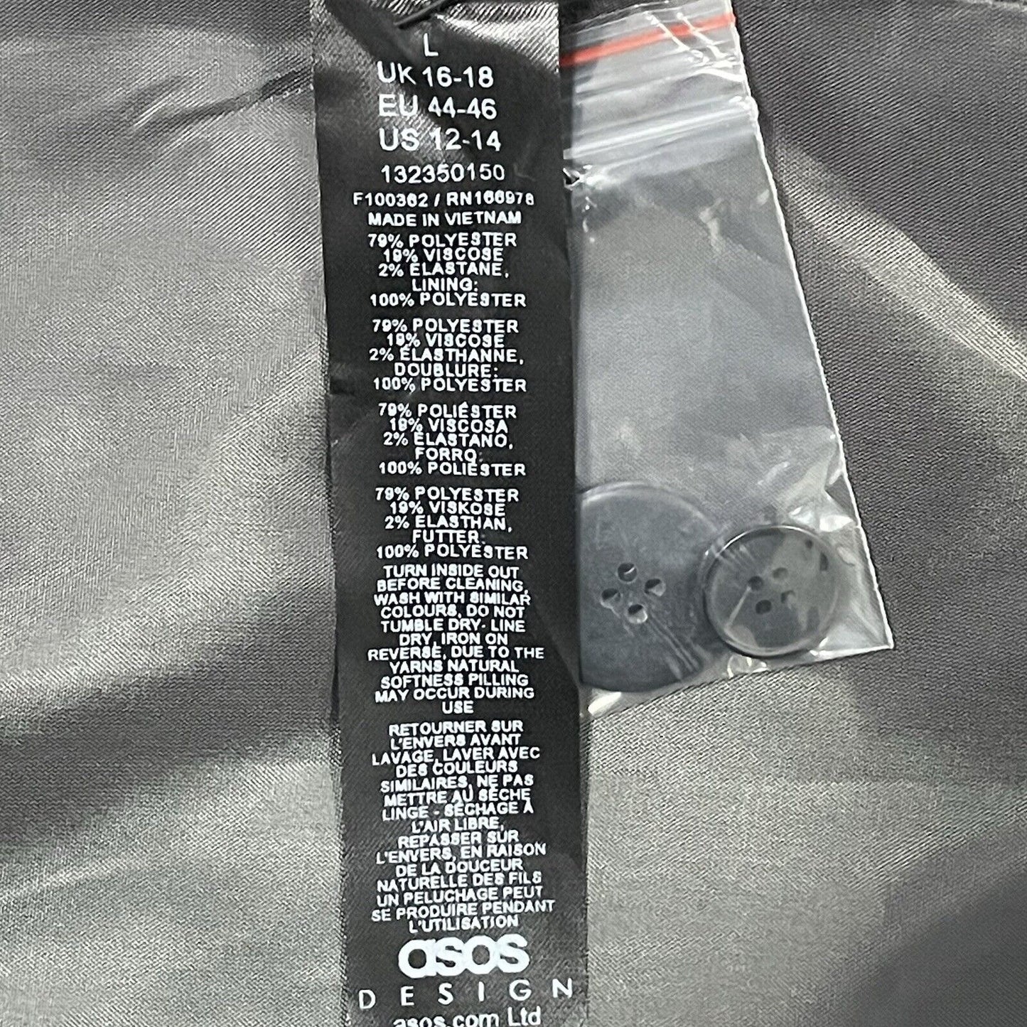 NWOT ASOS Design Grey Lightweight Easy Care Sports Coat Blazer Size Large L