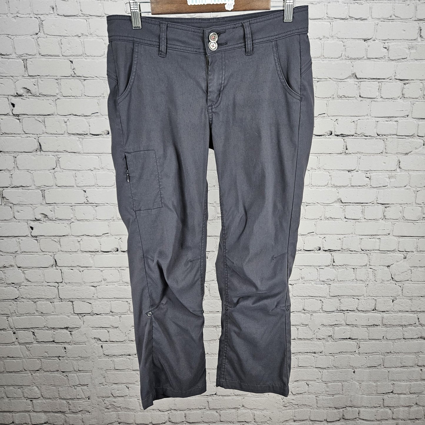 Prana Grey Nylon Stretch Low Rise Lightweight Cropped Straight Pants 4 (30x25.5)