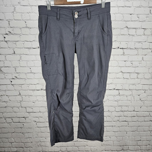 Prana Grey Nylon Stretch Low Rise Lightweight Cropped Straight Pants 4 (30x25.5)