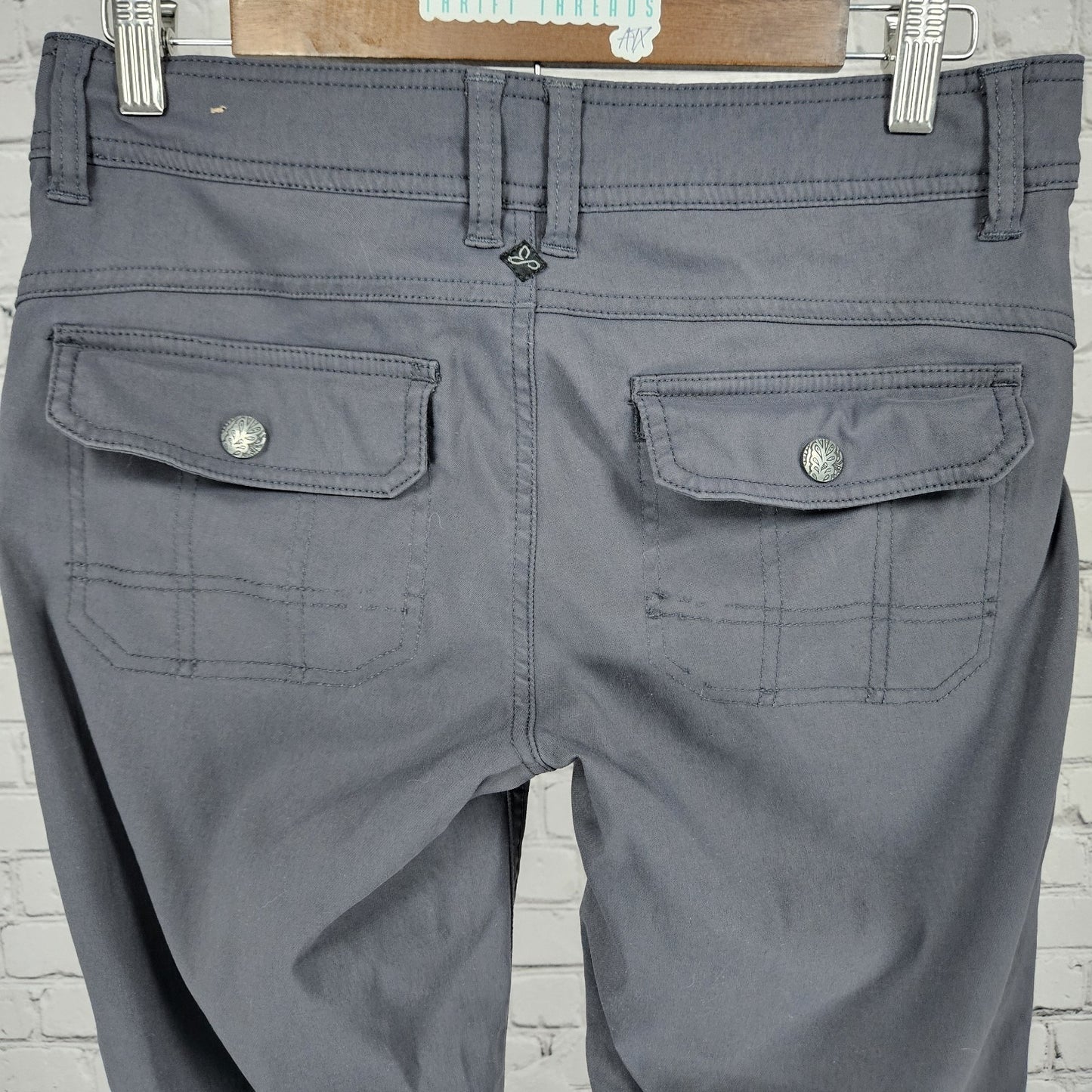 Prana Grey Nylon Stretch Low Rise Lightweight Cropped Straight Pants 4 (30x25.5)