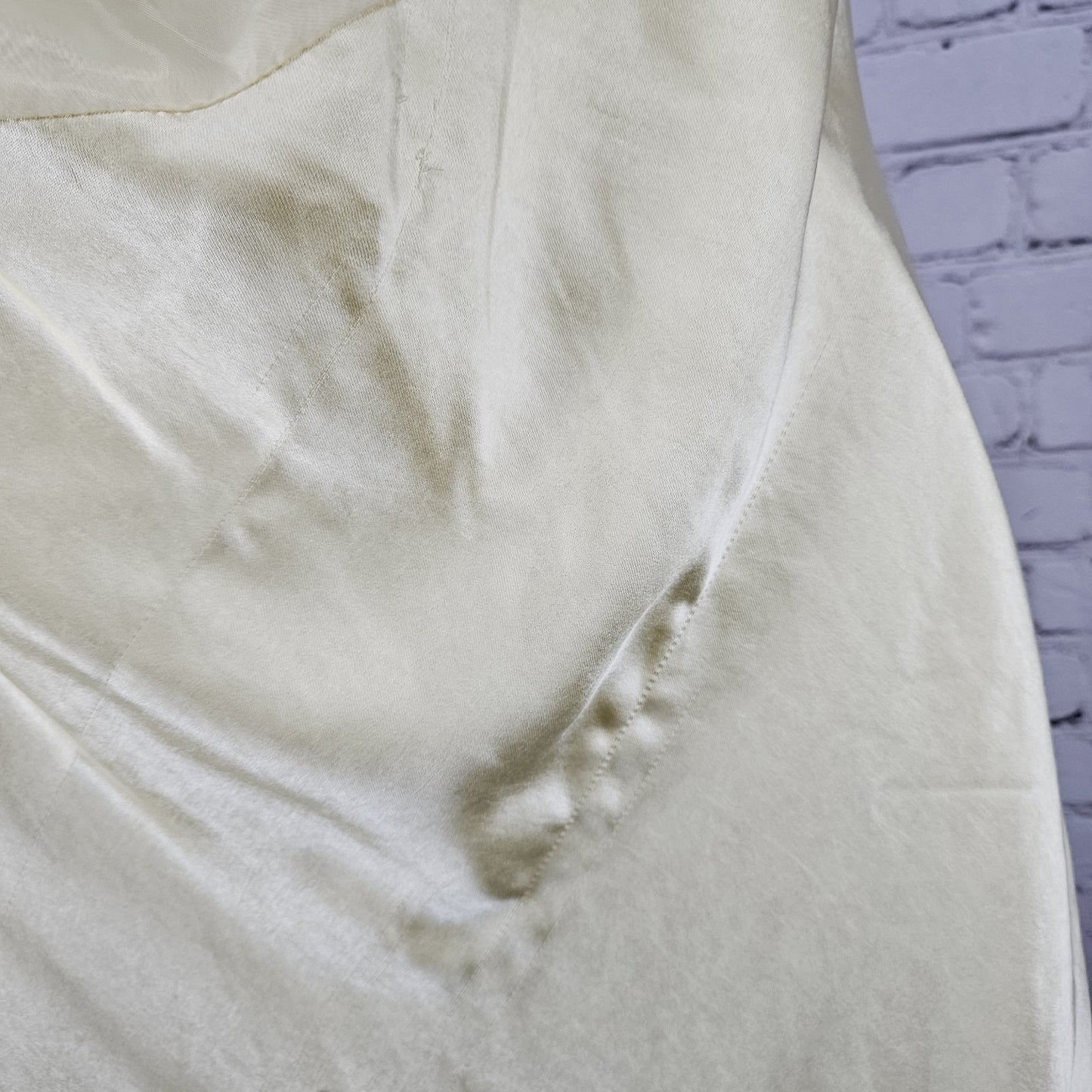 NWD Peppermayo Yellow Satin Belize Maxi Long Formal Dress Strappy Large L